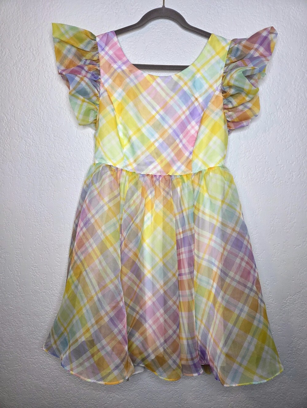 Selkie X Maison Armory The Rainbow Glow Mini Dress Size 1XL Plaid Open Back